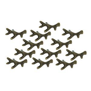 Bronze Finish Cast Iron Small Deer Antler Cabinet Handle Drawer Pull Set of 12